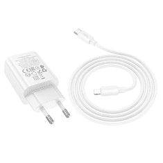 Hoco Polnilec N60 GaN PD 20W Type C s kablom Type C na Lightning za iPhone - bel