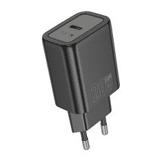 Hoco Polnilec adapter N60 GaN PD 20W Type C za Samsung, iPhone - črn