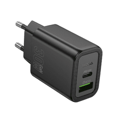 Hoco Polnilec adapter N63 GaN PD 30W USB-A, Type C za Samsung - črn