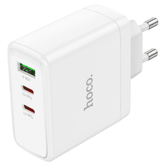 Hoco Polnilec adapter N30 GuN QC PD 65W vhod 1x USB A in 2x Type C za Samsung - bel