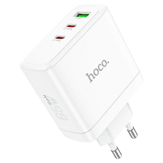 Hoco Polnilec adapter N30 GuN QC PD 65W vhod 1x USB A in 2x Type C za Samsung - bel