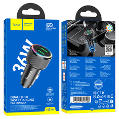 Hoco Avtopolnilec adapter NZ14 Guerrero QC 36W 2xUSB za Samsung - črn