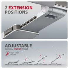 AXAGON STND-LR, aluminijasto stojalo za prenosne računalnike 10" - 17" z nastavljivo višino, kotom in možnostjo vrtenja za 360°