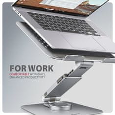 AXAGON STND-LR, aluminijasto stojalo za prenosne računalnike 10" - 17" z nastavljivo višino, kotom in možnostjo vrtenja za 360°