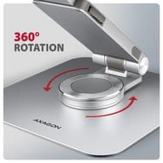 AXAGON STND-LR, aluminijasto stojalo za prenosne računalnike 10" - 17" z nastavljivo višino, kotom in možnostjo vrtenja za 360°