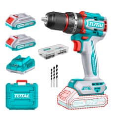 Total Kompaktni brezkrtačni akumulatorski vrtalnik 2000prm/66Nm/P20S/ INDUSTRIAL (SET Baterija 2x2Ah, Polnilec, Kovček) (TIDLI20668E)