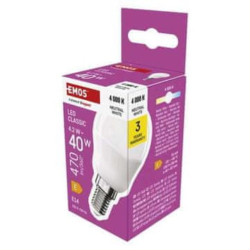 Emos LED žarnica ZQ1E23 CLS Mini Globe E14 4.2 W (40 W) 470 lm NV
