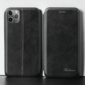Infostyle Preklopna torbica "Thin" za Samsung Galaxy S21 Ultra - Črna Črna / Ekološko usnje + TPU silikon