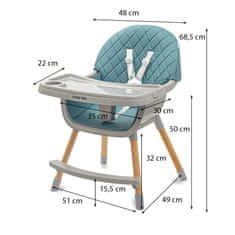 Baby Mix Jedilni stol Freja lesen prašno zelen