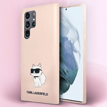 Karl Lagerfeld Ovitek Karl Lagerfeld "Choupette - silicon pink" za Samsung Galaxy S23 Ultra (KLHCS23LSNCHBCP)