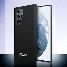 Guess Silikonski ovitek Guess "Black - Metal Logo" za Samsung Galaxy S23 Ultra (GUHCS23LSLSMK)
