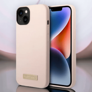 Guess Ovitek Guess "Metal Logo" za iPhone 14 Pro Max s tehologijo MagSafe - roza (GUHMP14XSBPLP)