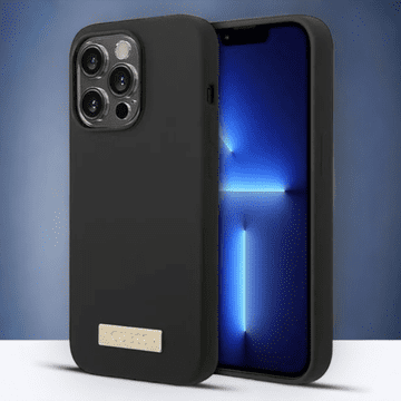 Guess Silikonski ovitek Guess "Metal Logo" za iPhone 14 Pro Max z MagSafe tehnologijo - črn (GUHMP14XSBPLK)