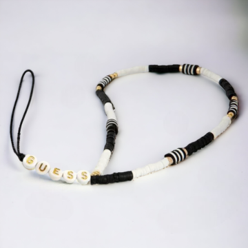 Guess Pašček za telefon Guess "black & white - Heishi Beads" (GUSTBCKH)