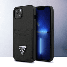 Guess Ovitek Guess "Saffiano Triangle Logo" za iPhone 13 Mini - črna (GUHCP13SPSATPK)