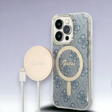 Guess Guess komplet ovitek + polnilec (MagSafe) "blue" za iPhone 14 Pro (GUBPP14LH4EACSB)