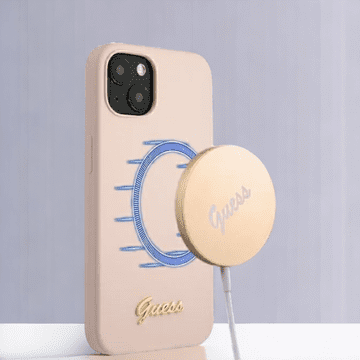 Guess Ovitek Guess "Gold Logo" za iPhone 13/14/15 s tehologijo MagSafe (GUHMP13MLSLMGLP)