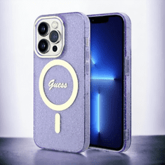 Guess Ovitek Guess "Purple - Gold Glitter" za iPhone 14 Pro s tehologijo MagSafe (GUHMP14LHCMCGU)