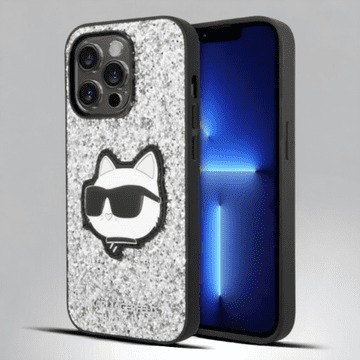 Karl Lagerfeld Ovitek Karl Lagerfeld "Glitter Choupette - silver" za iPhone 14 Pro (KLHCP14LG2CPS)