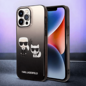 Karl Lagerfeld Ovitek Karl Lagerfeld "Karl & Choupette - black gradient" za iPhone 14 Pro Max (KLHCP14XTGKCK)