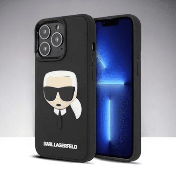 Karl Lagerfeld Ovitek Karl Lagerfeld "Karl's head - rubber black" za iPhone 14 Pro Max (KLHCP14XKH3DBK)