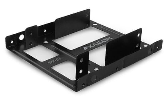 AXAGON RHD-225, kovinski okvir za 2x 2,5" HDD/SSD v 3,5" položaju, namestitev na ventilator