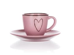 Banquet Skodelica + krožnik 80ml HEART PINK keramika