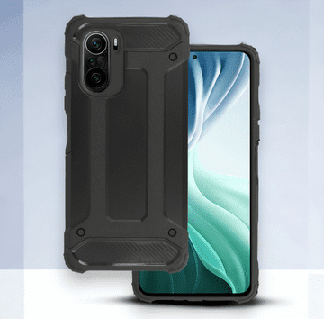 Infostyle Silikonski ovitek "armor carbon" za Xiaomi Mi 11i - Črna Črna / PC + TPU silikon