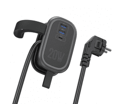 Hoco Podaljšek, vtičnica NS7 4000W 1,1m dolžina kabla PD20W 2x USB A, 1x Type C - črn