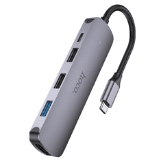 Hoco Priklopna postaja HUB HB27 - 5v1 2x USB, HDMI 4K, USB-C PD 100W