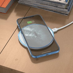 Hoco Brezžična polnilna postaja CW6 Pro 15W, brezžični polnilec za iPhone, Samsung bel