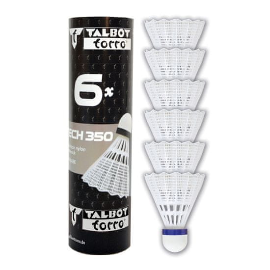 Žogice za badminton TALBOT TORRO Tech 350 Medium 6 kosov - bele