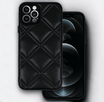 Infostyle Silikonski ovitek "Checkered Leather 3D" za iPhone 13 Pro - črna Črna / PU usnje + PC