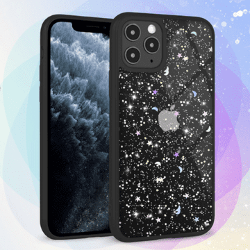 Infostyle Ovitek "Glitter star" za iPhone 11 Pro Črna / PC + TPU silikon