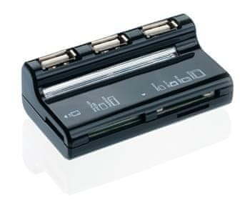 Connect IT USB COMBO vozlišče 3 vrata + bralnik kartic BOOT črno