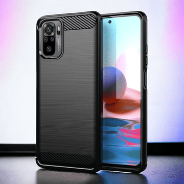 Infostyle Silikonski ovitek "carbon" za Xiaomi Redmi Note 10 4G - Črna Črna / TPU silikon