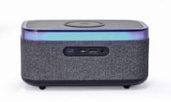 Gembird DAC-SPKBT-QC15-BK digitalna budilka s funkcijo brezžičnega polnjenja, Bluetooth zvočnik RGB črna/siva
