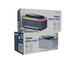 Gembird DAC-SPKBT-QC15-BK digitalna budilka s funkcijo brezžičnega polnjenja, Bluetooth zvočnik RGB črna/siva