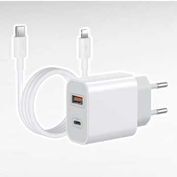 Infostyle Polnilni adapter USB + USB C - Bela