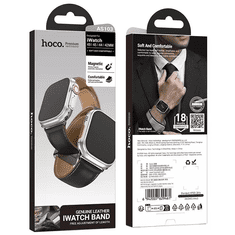 Hoco Usnjen magnetni pašček 20 mm za iWatch 38, iWatch 40 in iWatch 41 mm - črn