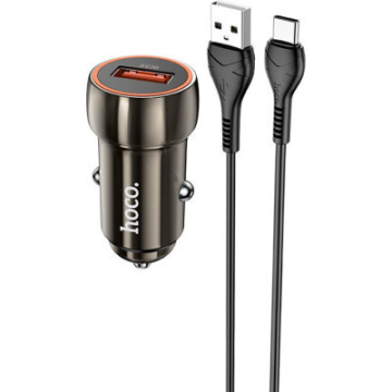 Hoco Avtopolnilec Z46 Guerrero QC 18W USB-A s kablom Type C za Samsung - črn