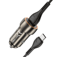 Hoco Avtopolnilec Z46 Guerrero QC 18W USB-A s kablom Type C za Samsung - črn