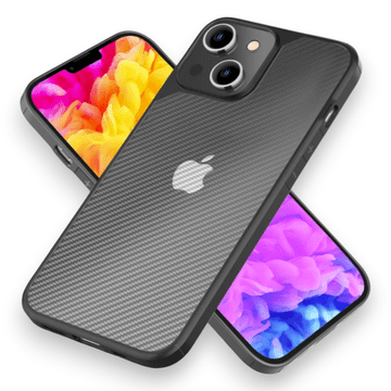 Infostyle Ovitek "Semi-Transparent Carbon Nalia" za iPhone 14 Črna / PC + TPU silikon