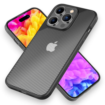 Infostyle Ovitek "Semi-Transparent Carbon Nalia" za iPhone 14 Pro Črna / PC + TPU silikon