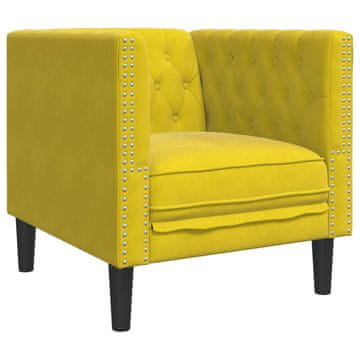 Vidaxl Fotelj chesterfield rumeno žamet