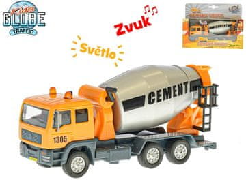 Mikro Trading Otroški globus Prometni avto mešalnik 15,5 cm, kovinski, obojestranski, na baterije, s svetlobo in zvokom