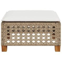 Vidaxl Vrtni stolček z blazino bež 63,5x56x32 cm poli ratan