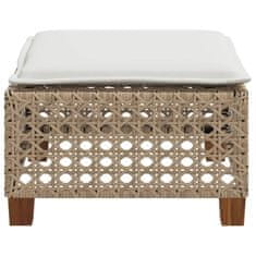 Vidaxl Vrtni stolček z blazino bež 63,5x56x32 cm poli ratan
