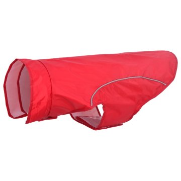 Vidaxl Pasji dežni plašč z odsevnimi trakovi poliester rdeč 2XL