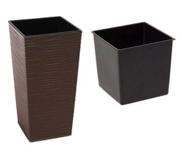 shumee Rjav plastični cvetlični lonec 19x19x36 cm z vstavkom Finezja